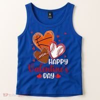 Happy Valentines Day Basketball Baseball Football  Tank Top thumb 2