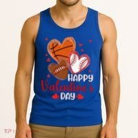 Happy Valentines Day Basketball Baseball Football  Tank Top thumb 3