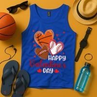 Happy Valentines Day Basketball Baseball Football  Tank Top thumb 4