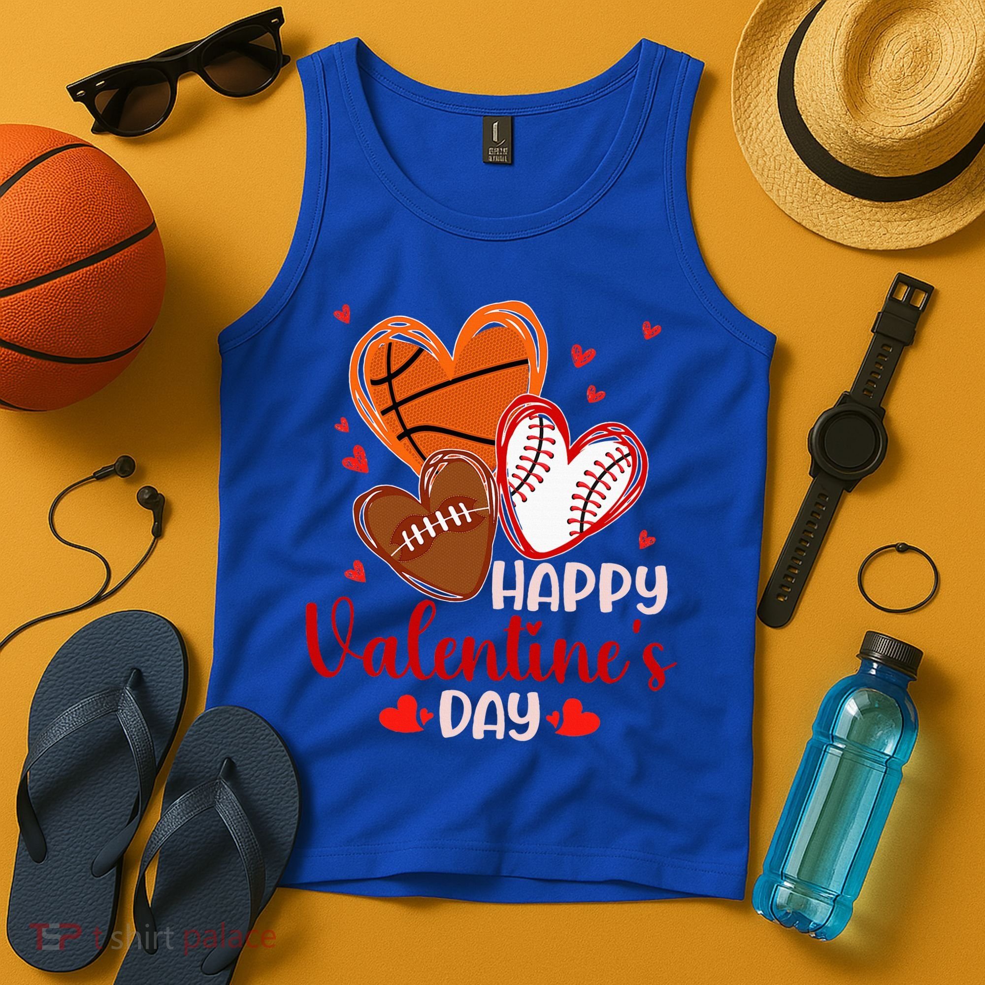 Happy Valentines Day Basketball Baseball Football  Tank Top