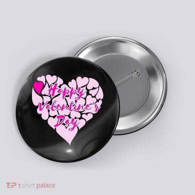 Happy Valentine's Day Heart Shape Logo Button