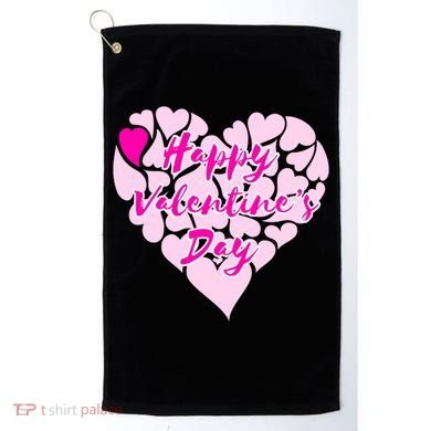 Happy Valentine's Day Heart Shape Logo Golf Towel