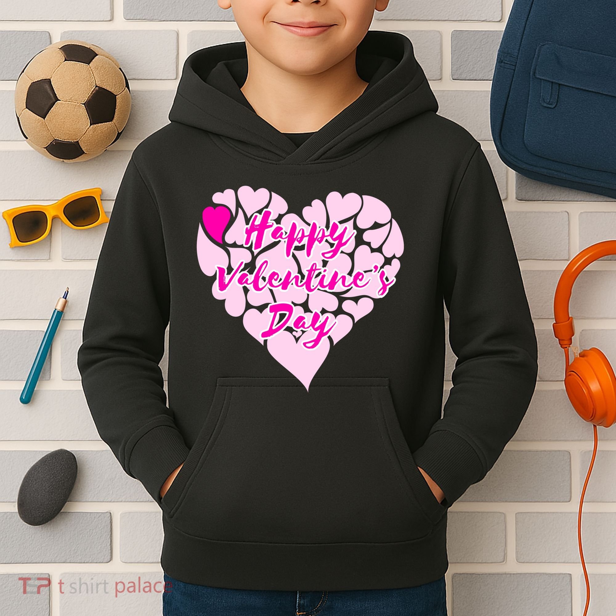 Happy Valentine's Day Heart Shape Logo Kids Hoodie