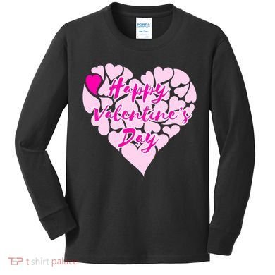 Happy Valentine's Day Heart Shape Logo Kids Long Sleeve Shirt