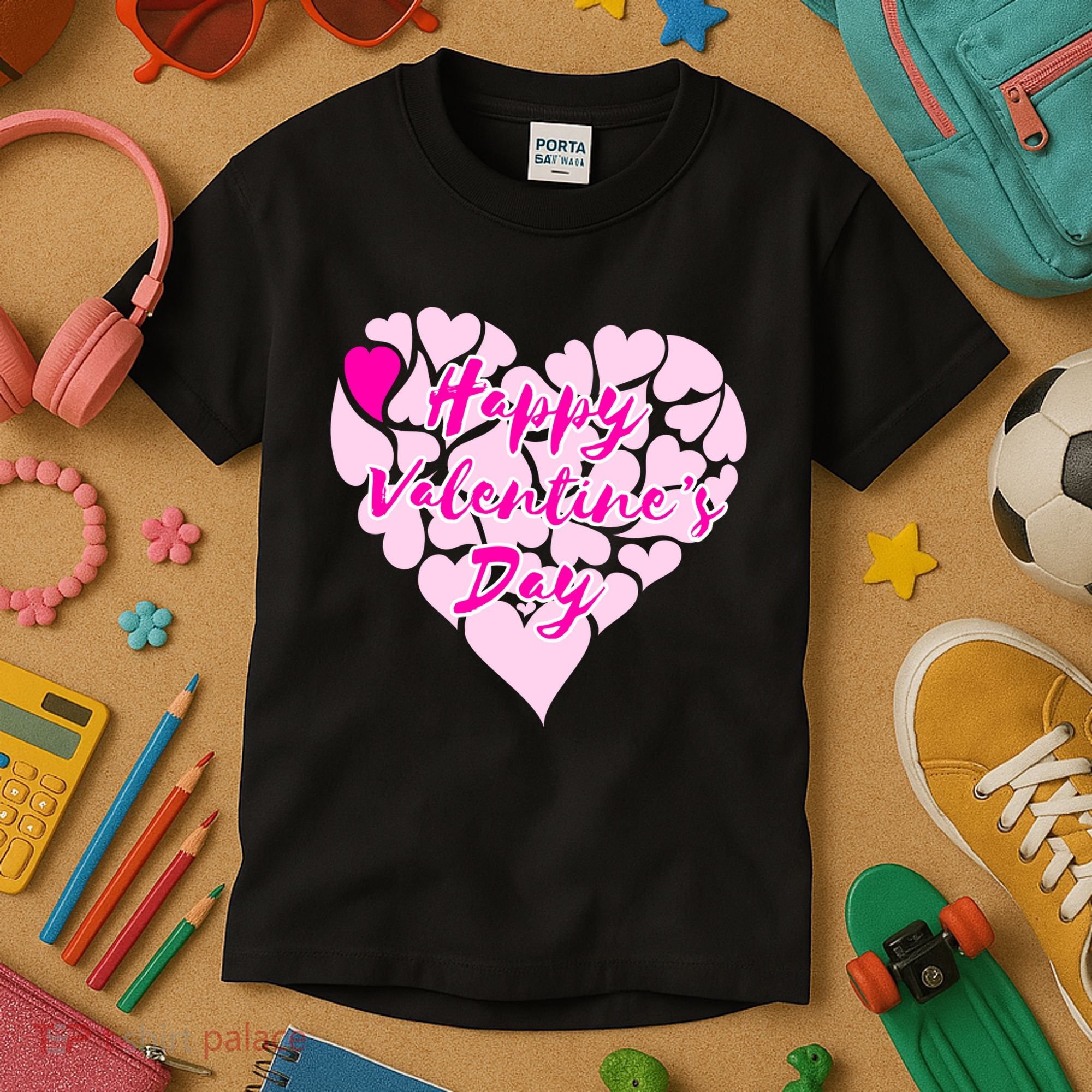 Happy Valentine's Day Heart Shape Logo Kids T-Shirt