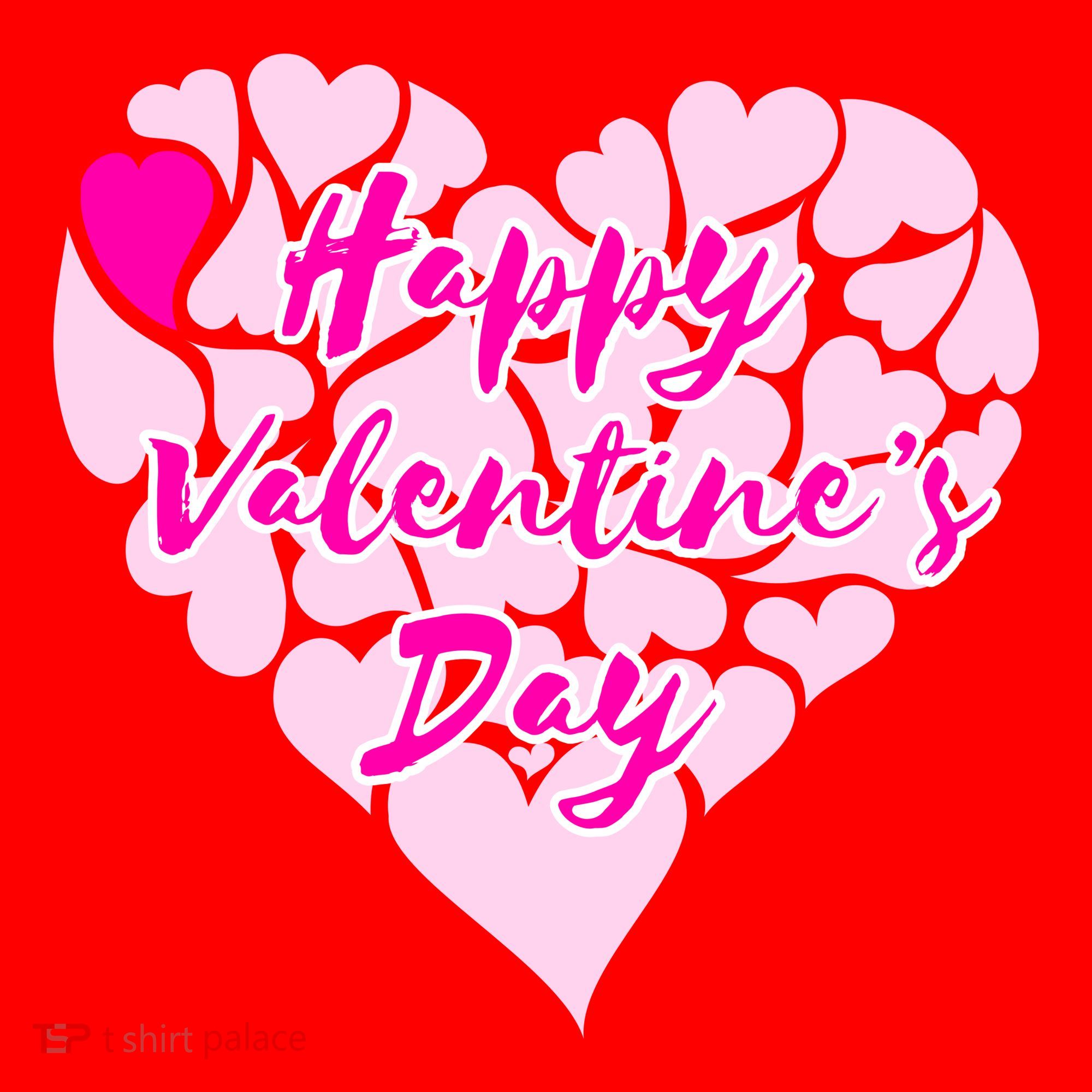 Happy Valentine's Day Heart Shape Logo Santa Hat
