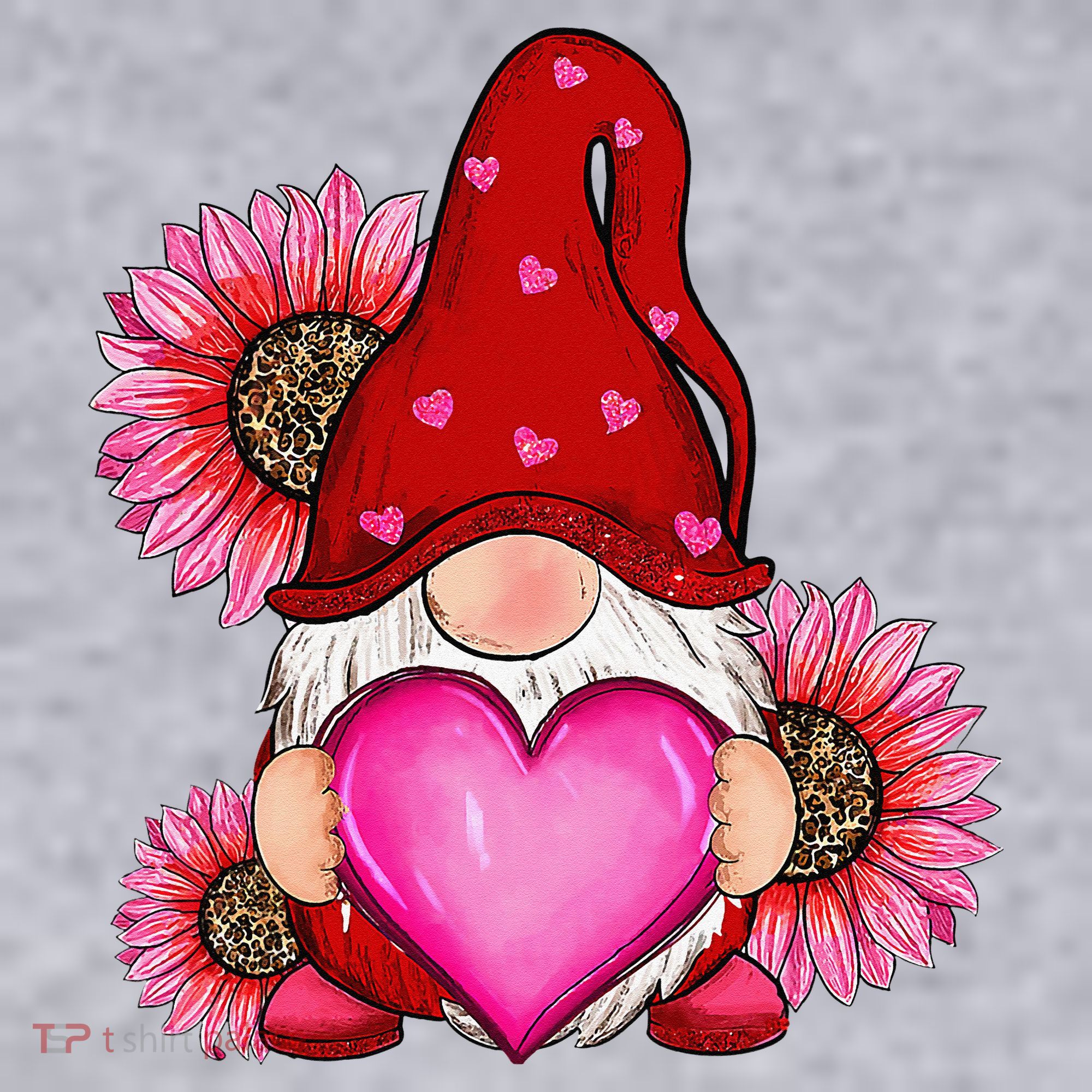 Happy Valentine's Day Gnome with Leopard Sunflower Valentine Women's Sweatshirt