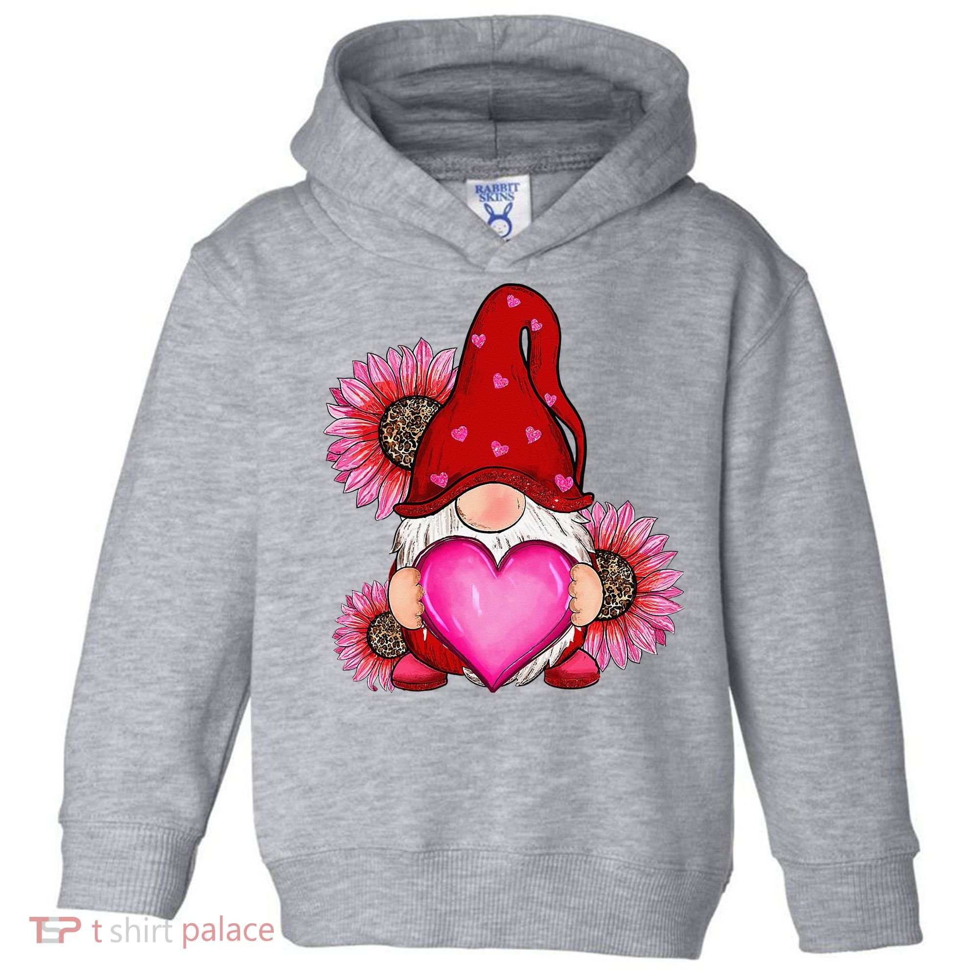 Happy Valentine's Day Gnome with Leopard Sunflower Valentine Toddler Hoodie