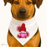 Happy Valentine's Day Gnome with Leopard Sunflower Valentine USA-Made Doggie Bandana thumb 1