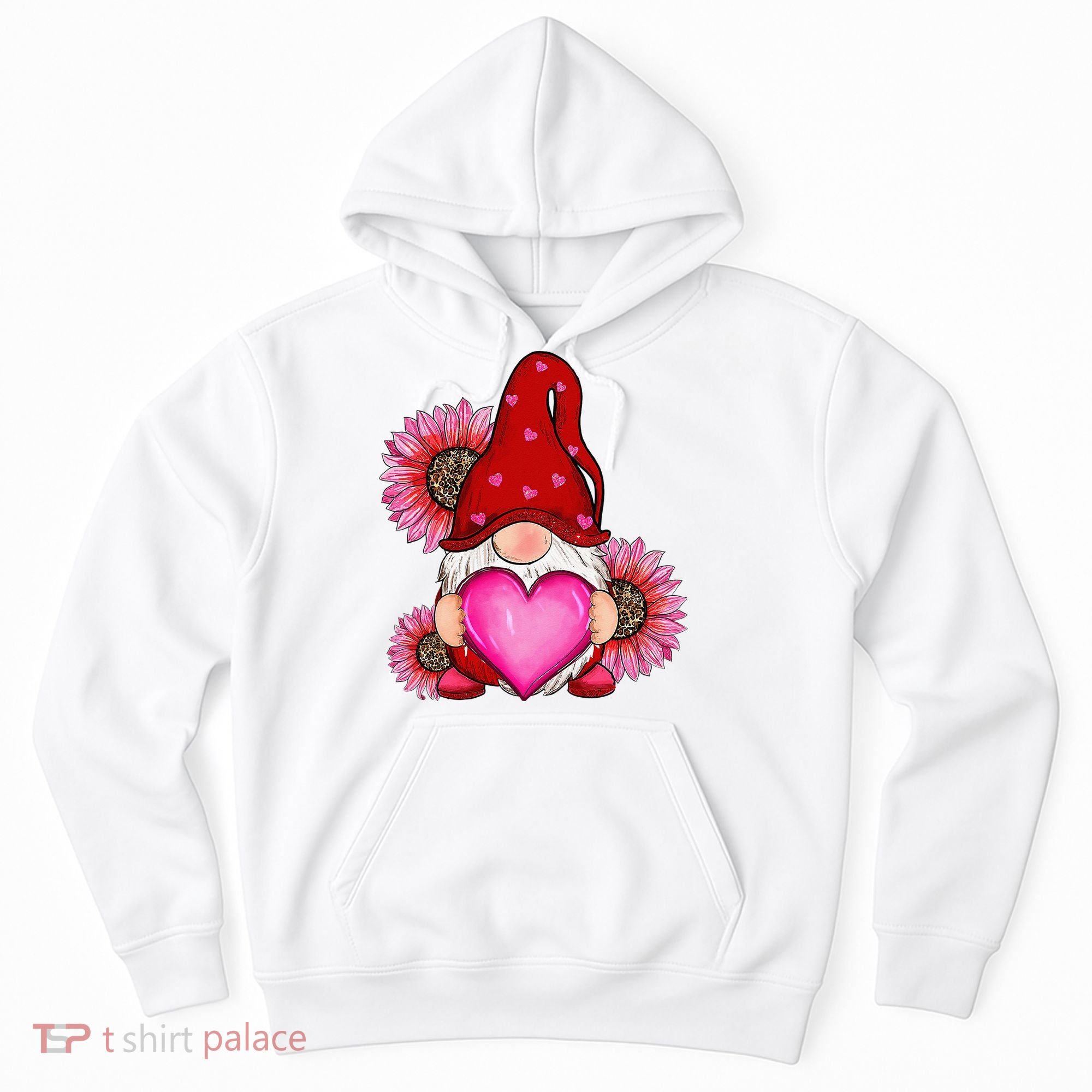 Happy Valentine's Day Gnome with Leopard Sunflower Valentine Hoodie