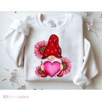 Happy Valentine's Day Gnome with Leopard Sunflower Valentine Sweatshirt thumb 2