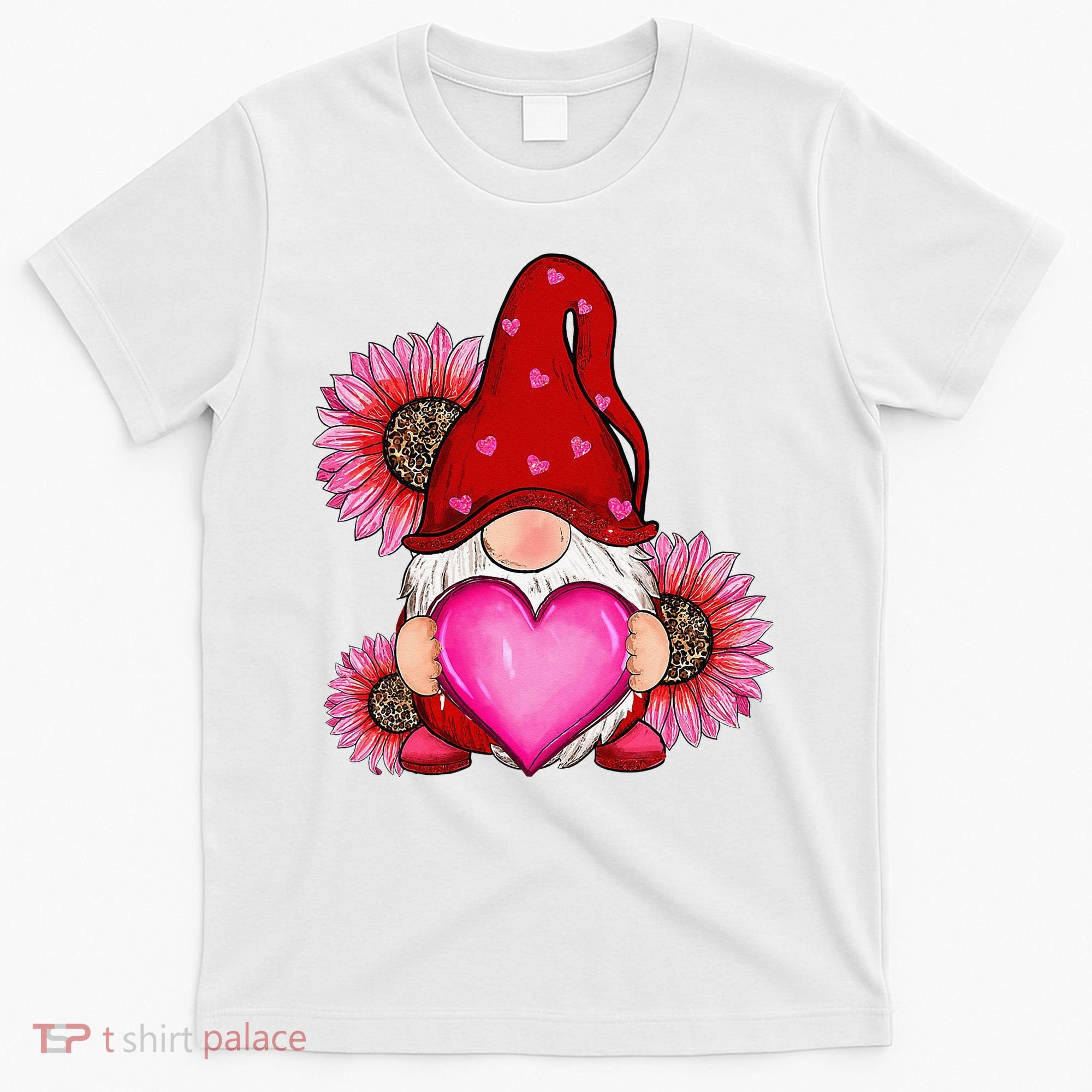 Happy Valentine's Day Gnome with Leopard Sunflower Valentine T-Shirt