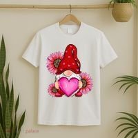 Happy Valentine's Day Gnome with Leopard Sunflower Valentine T-Shirt thumb 2