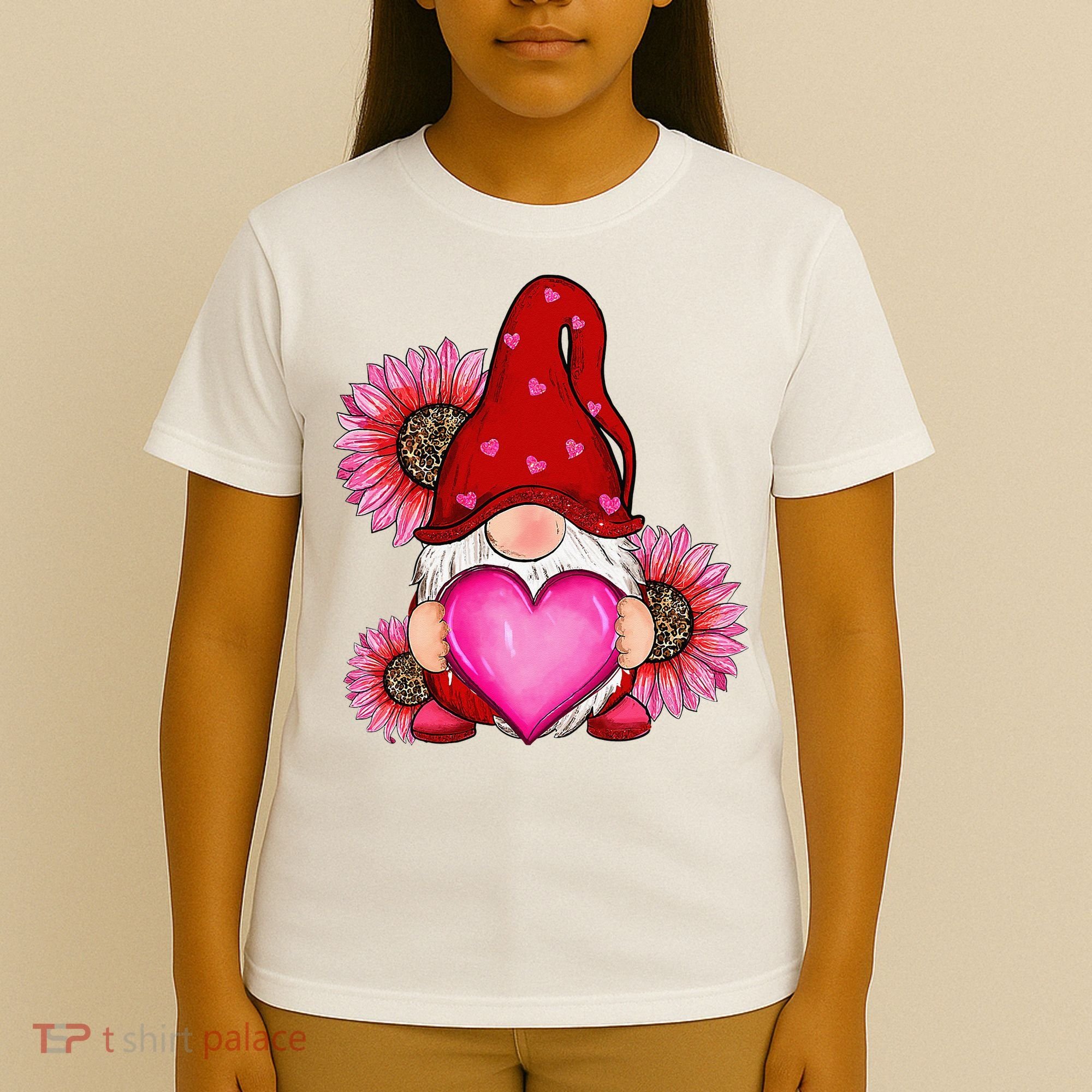Happy Valentine's Day Gnome with Leopard Sunflower Valentine T-Shirt