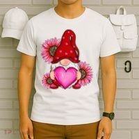 Happy Valentine's Day Gnome with Leopard Sunflower Valentine T-Shirt thumb 6