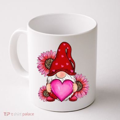 Happy Valentine's Day Gnome with Leopard Sunflower Valentine Coffee Mug