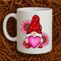 Happy Valentine's Day Gnome with Leopard Sunflower Valentine Coffee Mug thumb 2