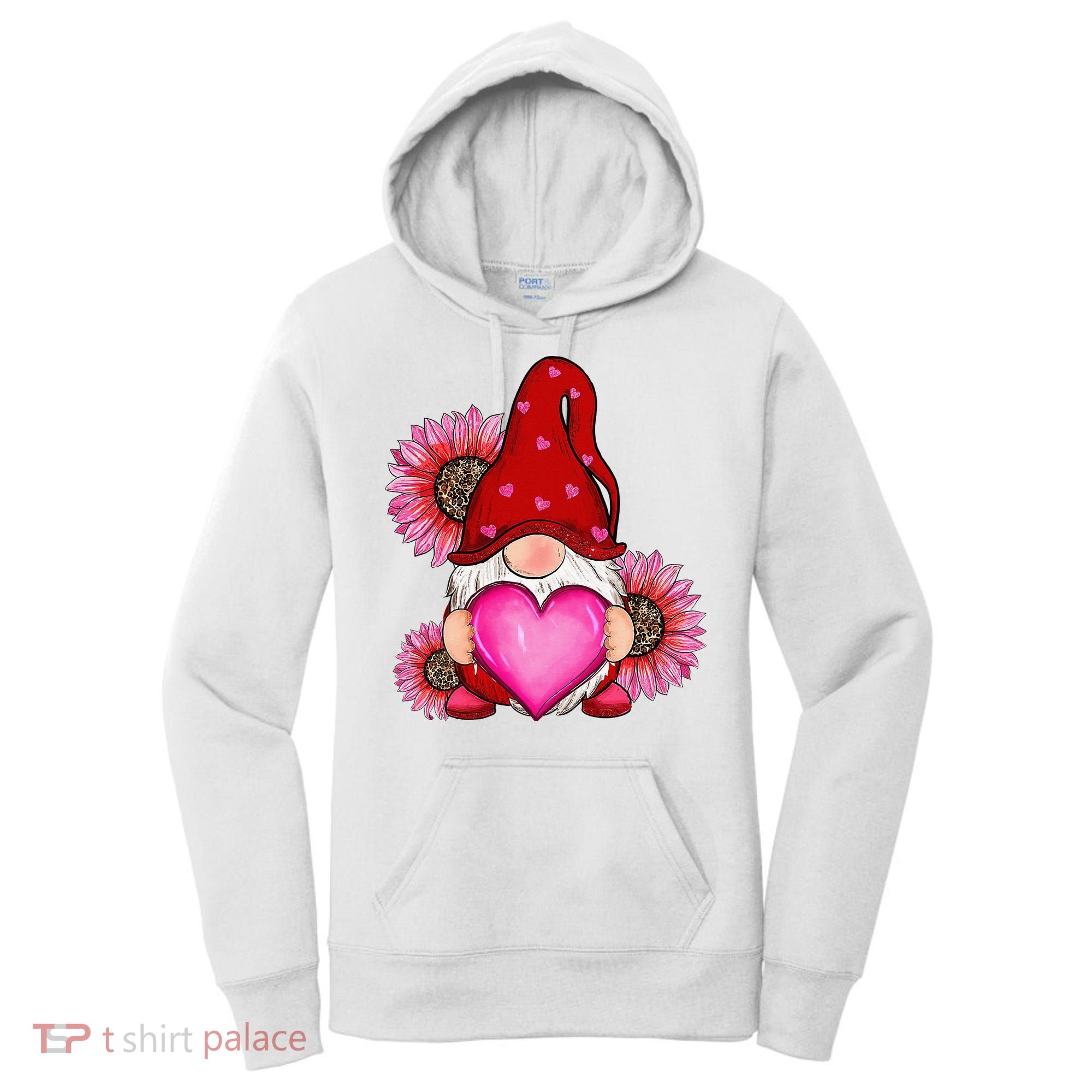 Happy Valentine's Day Gnome with Leopard Sunflower Valentine Women's Hoodie