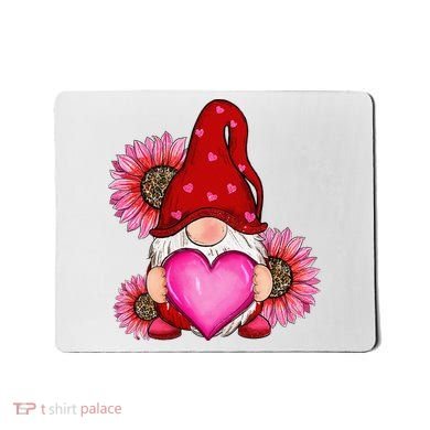 Happy Valentine's Day Gnome with Leopard Sunflower Valentine Mousepad