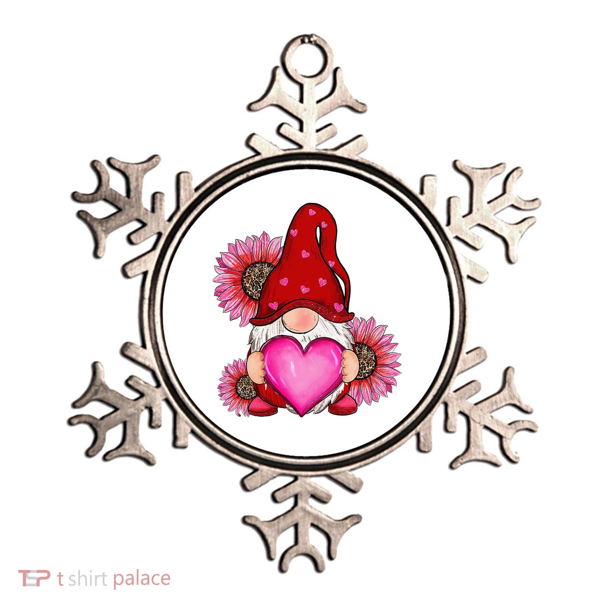 Happy Valentine's Day Gnome with Leopard Sunflower Valentine Ornament