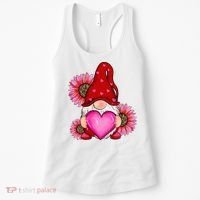 Happy Valentine's Day Gnome with Leopard Sunflower Valentine Women's Tank Top thumb 0