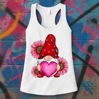 Happy Valentine's Day Gnome with Leopard Sunflower Valentine Women's Tank Top thumb 3