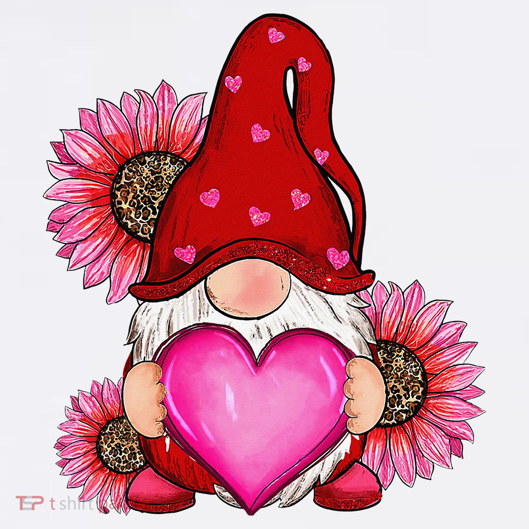 Happy Valentine's Day Gnome with Leopard Sunflower Valentine Women's Tank Top