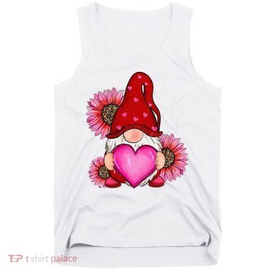 Happy Valentine's Day Gnome with Leopard Sunflower Valentine Tank Top