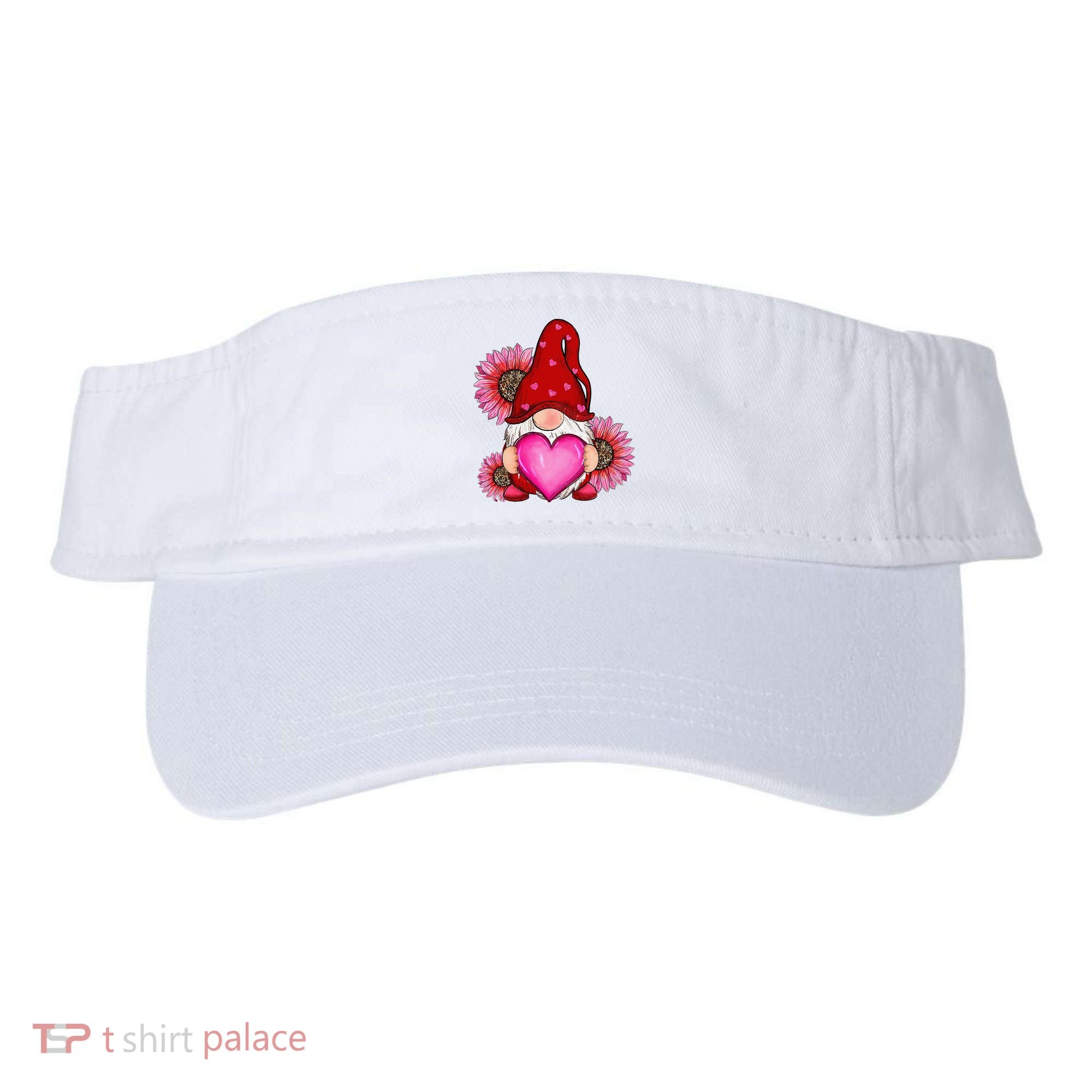 Happy Valentine's Day Gnome with Leopard Sunflower Valentine Visor