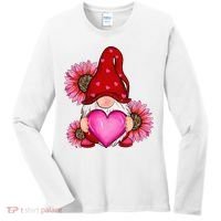 Happy Valentine's Day Gnome with Leopard Sunflower Valentine Women's Long Sleeve Shirt thumb 0