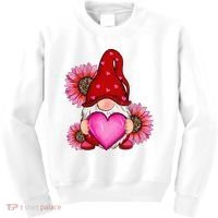 Happy Valentine's Day Gnome with Leopard Sunflower Valentine Kids Sweatshirt thumb 0