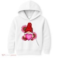 Happy Valentine's Day Gnome with Leopard Sunflower Valentine Kids Hoodie thumb 0