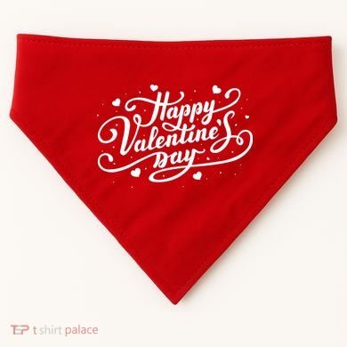 Happy Valentine's Day Simple Logo USA-Made Doggie Bandana