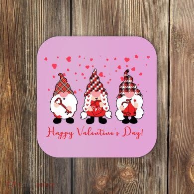 Happy Valentines Day Gnome Cute Gift Coaster