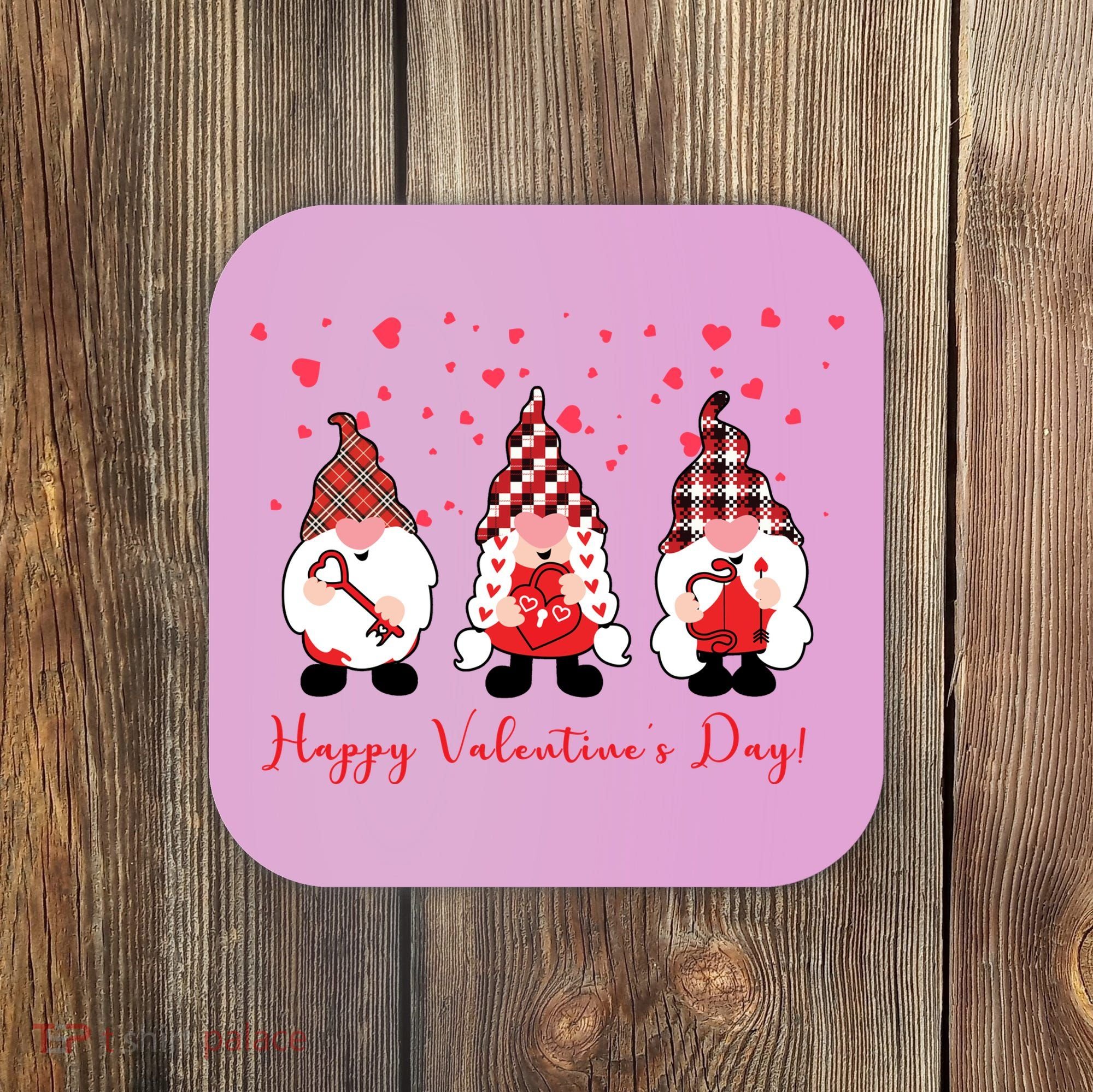 Happy Valentines Day Gnome Cute Gift Coaster