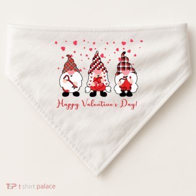 Happy Valentines Day Gnome Cute Gift USA-Made Doggie Bandana