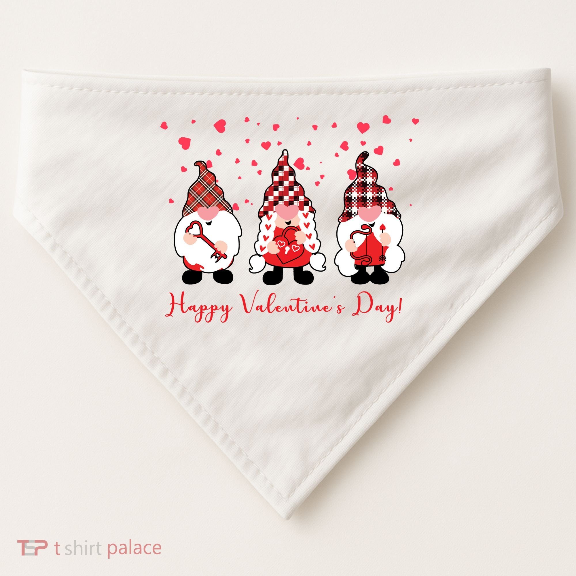 Happy Valentines Day Gnome Cute Gift USA-Made Doggie Bandana