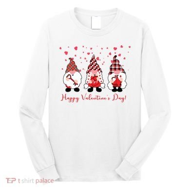 Happy Valentines Day Gnome Cute Gift Long Sleeve Shirt