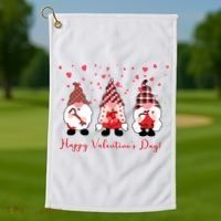 Happy Valentines Day Gnome Cute Gift Golf Towel thumb 1