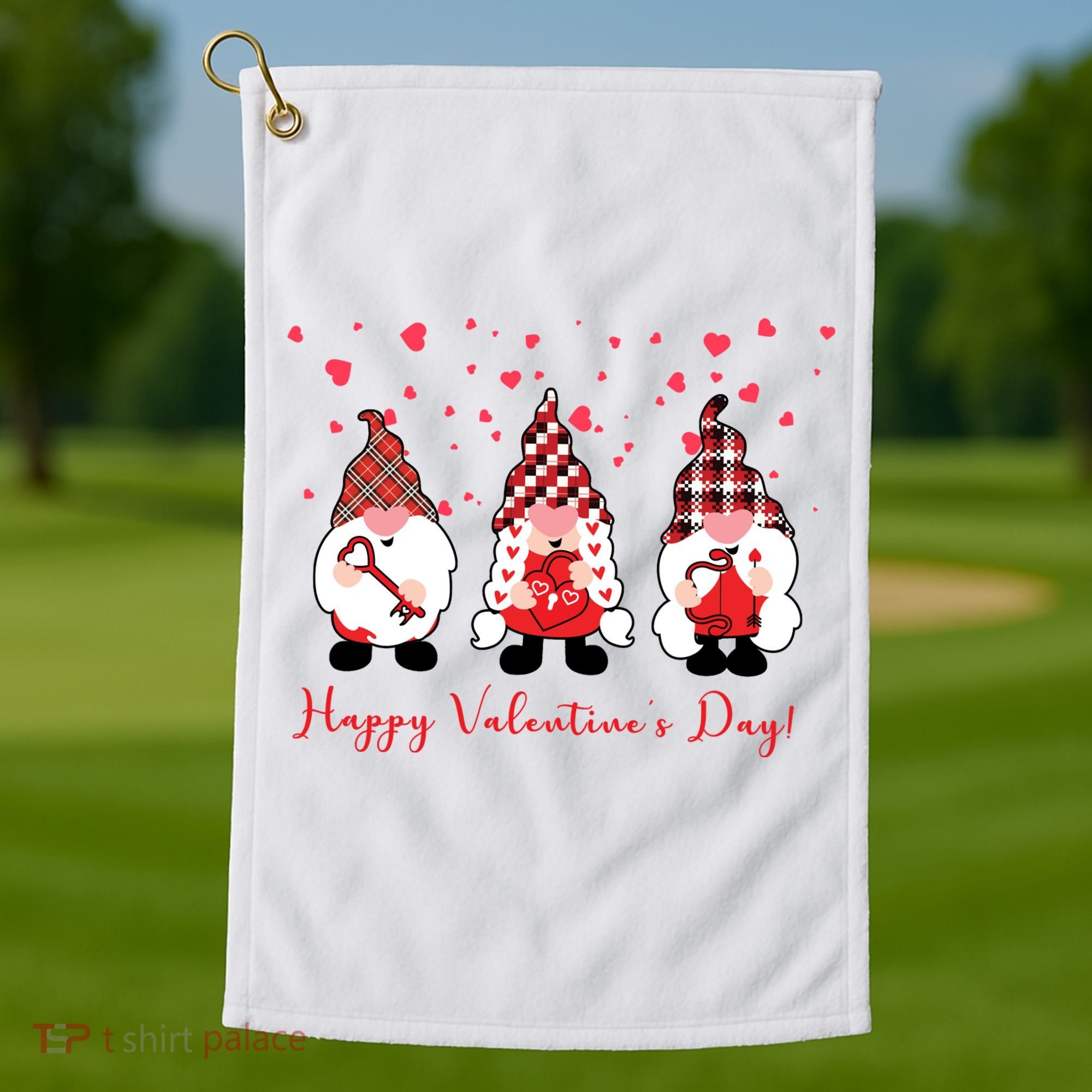 Happy Valentines Day Gnome Cute Gift Golf Towel