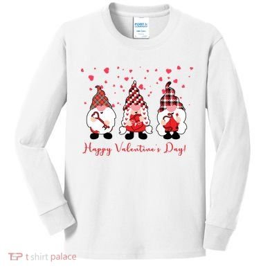 Happy Valentines Day Gnome Cute Gift Kids Long Sleeve Shirt