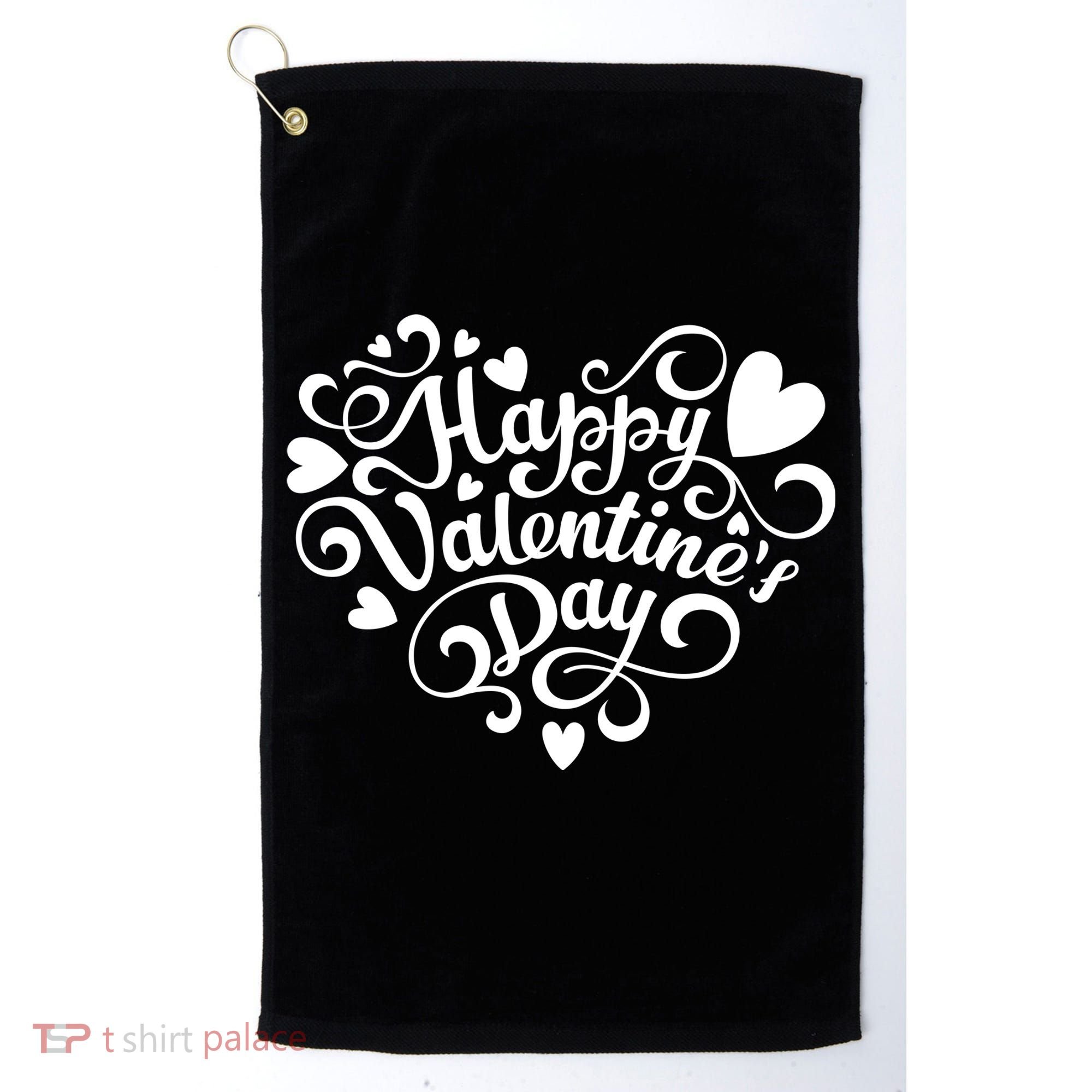 Happy Valentines Day Shaped Heart Golf Towel