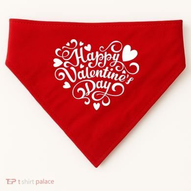 Happy Valentines Day Shaped Heart USA-Made Doggie Bandana