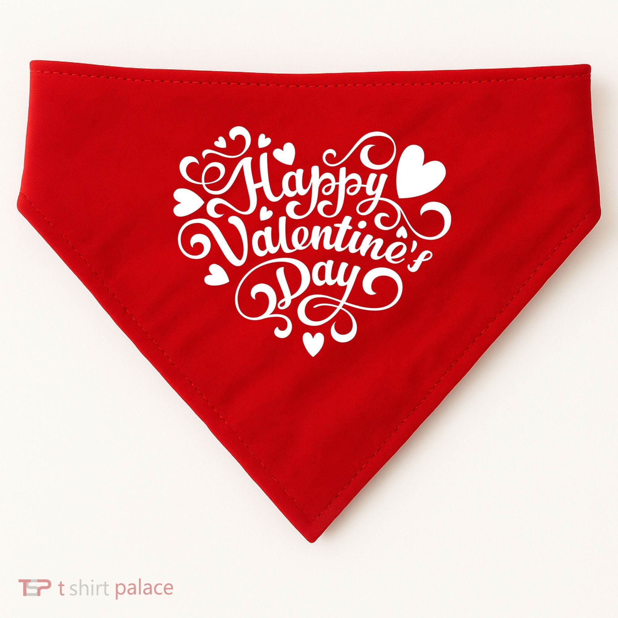 Happy Valentines Day Shaped Heart USA-Made Doggie Bandana
