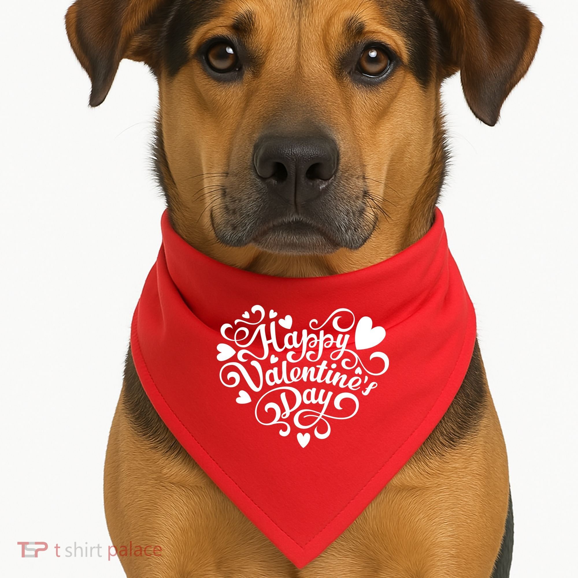 Happy Valentines Day Shaped Heart USA-Made Doggie Bandana