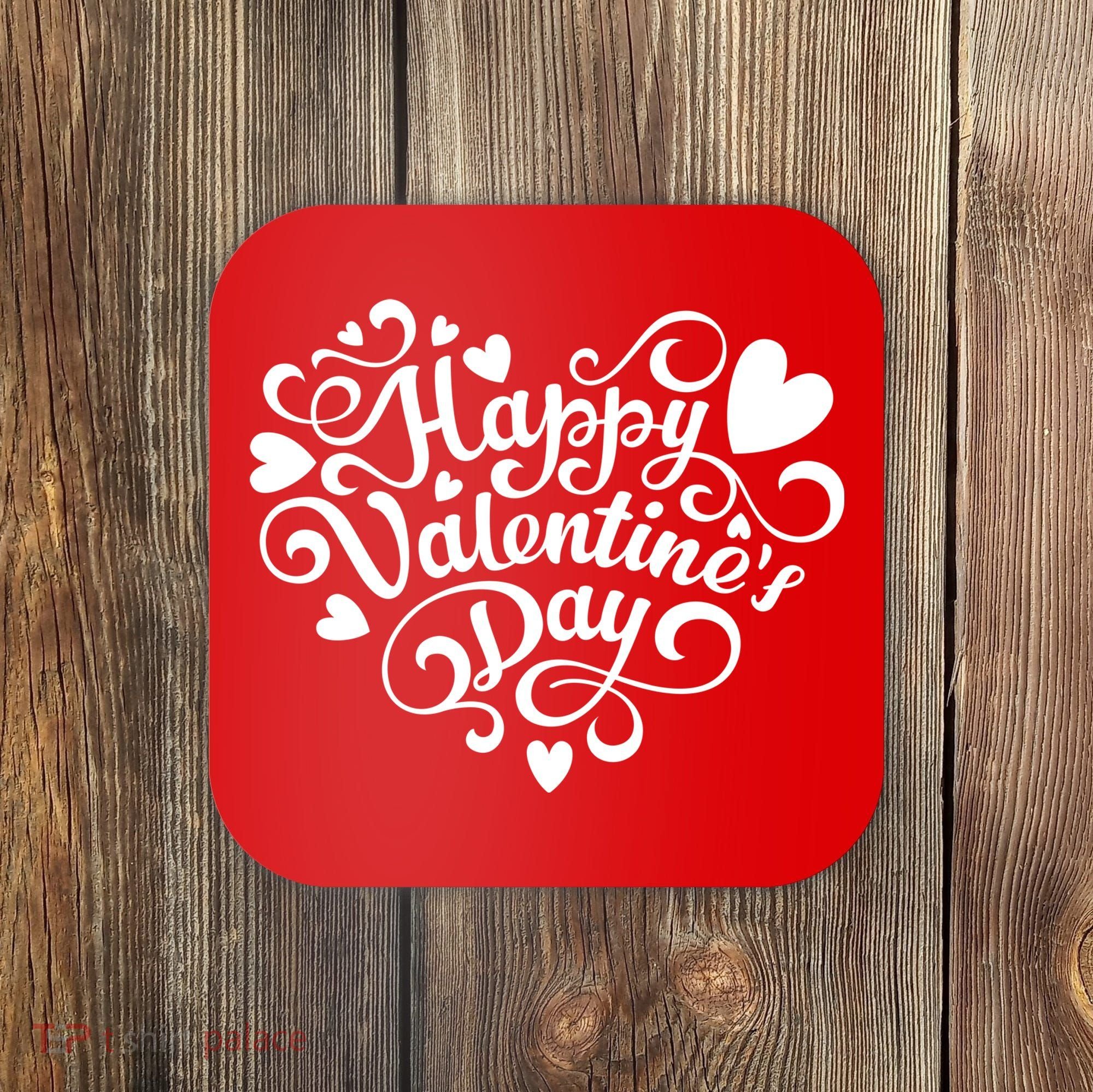 Happy Valentines Day Shaped Heart Coaster