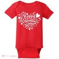 Happy Valentines Day Shaped Heart Baby Bodysuit thumb 0