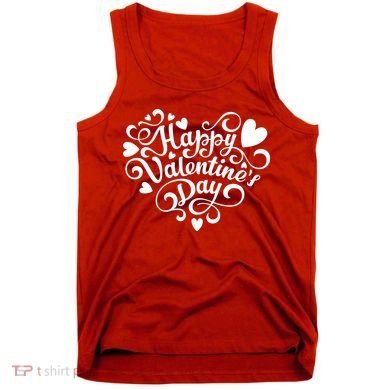 Happy Valentines Day Shaped Heart Tank Top