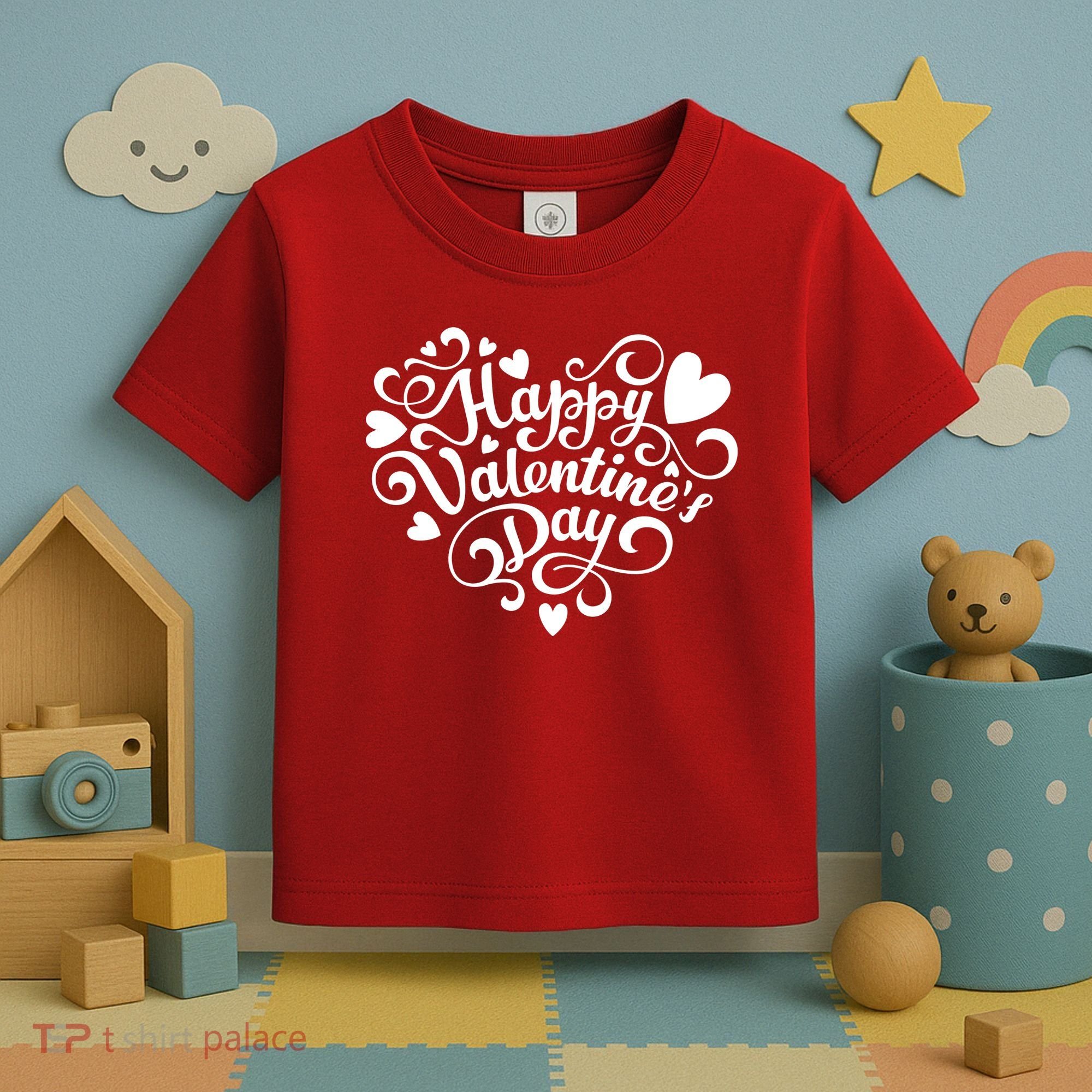Happy Valentines Day Shaped Heart Toddler T-Shirt