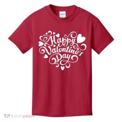 Happy Valentines Day Shaped Heart Kids T-Shirt